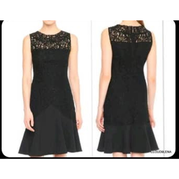 Karl Lagerfeld Black‎ Lace Tulip Hemline Sleeveless Dress Knee Length Size 2 - Picture 1 of 16
